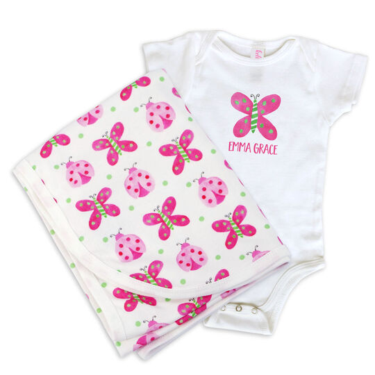 Garden Party Onesie and Baby Blanket Set